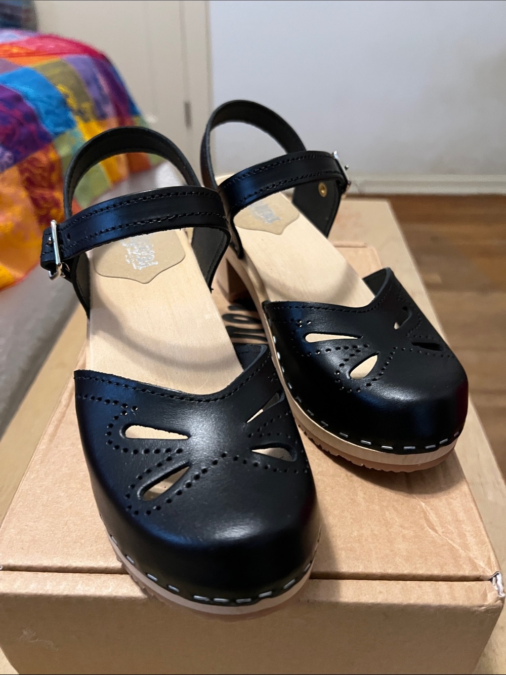 Sandgrens Black Mary Jane Clog Heels - Women's Comfort Sandals 38